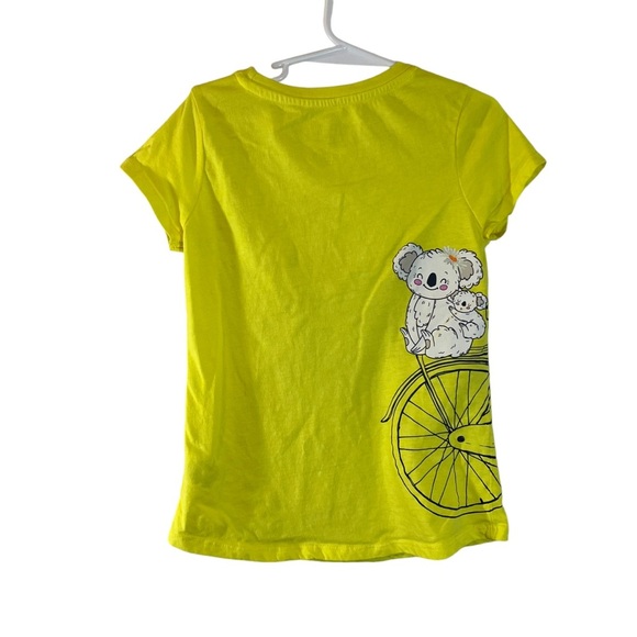 Wonder Nation Girls Koala Shirt Medium 7-8 Bright Yellow Glitter Floral Colorful - Picture 2 of 4